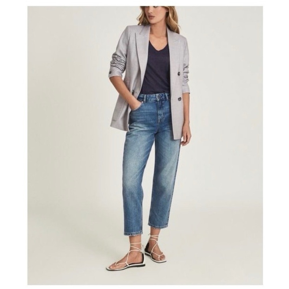 Reiss Elle High Rise Straight Leg Washed Distress Women's Jeans Old Money Style